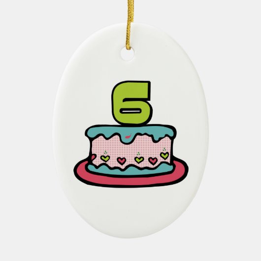 6 jaar oude verjaardagsCake Keramisch Ornament (Voorkant)