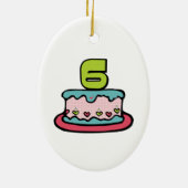 6 jaar oude verjaardagsCake Keramisch Ornament (Achterkant)