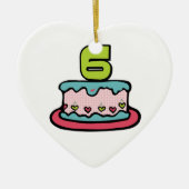 6 jaar oude verjaardagsCake Keramisch Ornament (Voorkant)