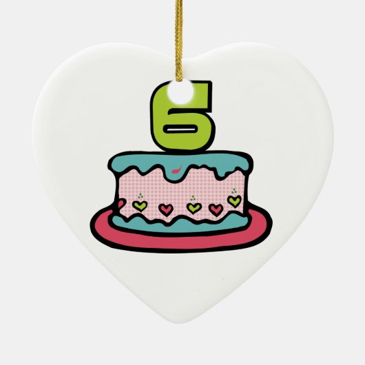 6 jaar oude verjaardagsCake Keramisch Ornament (Achterkant)