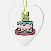 6 jaar oude verjaardagsCake Keramisch Ornament (Links)