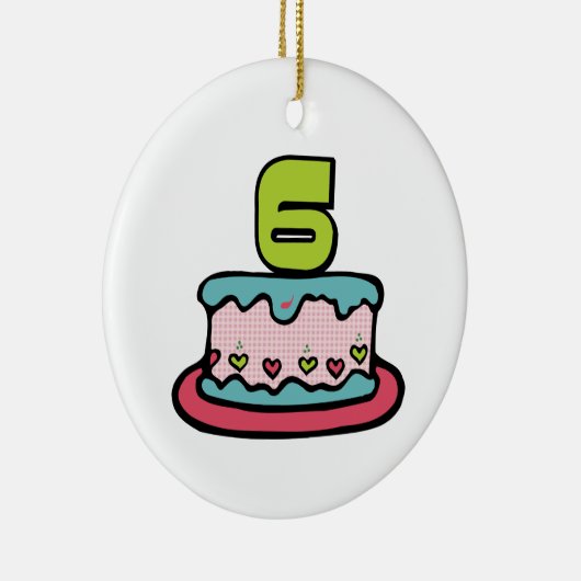 6 jaar oude verjaardagsCake Keramisch Ornament (Rechts)