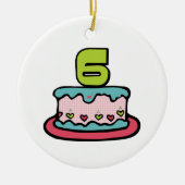 6 jaar oude verjaardagsCake Keramisch Ornament (Voorkant)