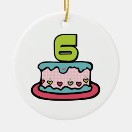 6 jaar oude verjaardagsCake Keramisch Ornament