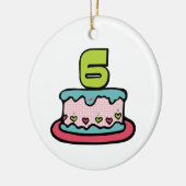 6 jaar oude verjaardagsCake Keramisch Ornament (Links)