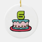 6 jaar oude verjaardagsCake Keramisch Ornament (Achterkant)