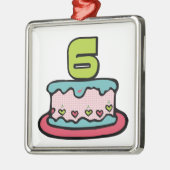 6 jaar oude verjaardagsCake Metalen Ornament (Links)