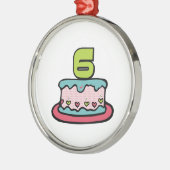 6 jaar oude verjaardagsCake Metalen Ornament (Links)
