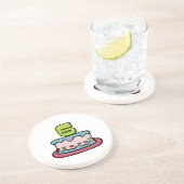 6 jaar oude verjaardagsCake Zandsteen Onderzetter (Zijkant)