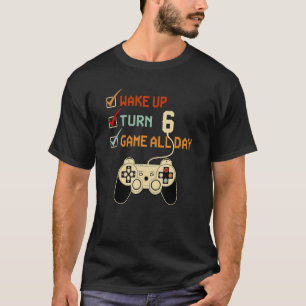 6 jaar oude videogames Niveau 6 Birthday Boy Gami T-shirt