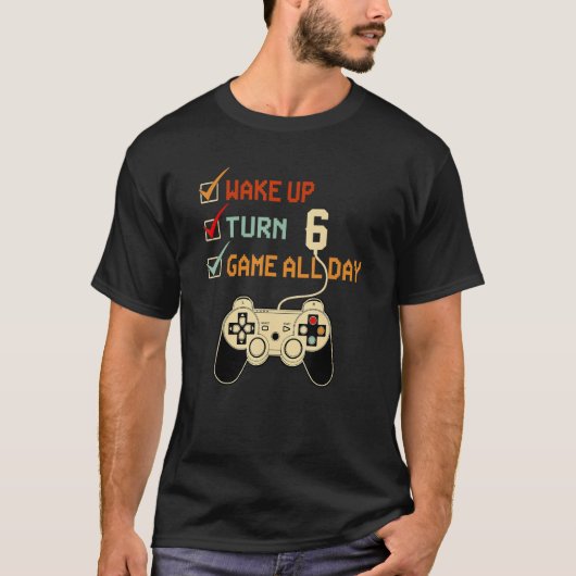 6 jaar oude videogames Niveau 6 Birthday Boy Gami T-shirt (Voorkant)