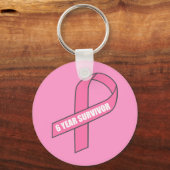 6 jaar overleving (borstkankerroze lint) sleutelhanger (Voorkant)