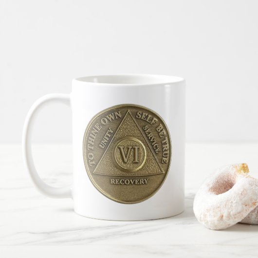 6 Jaar Sober Medallion Munt Gelukkig Jubileum Koffiemok (Met donut)
