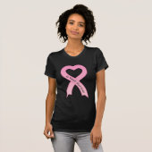 6 jaar Survivor Pink Ribbon Damas Black T-Shirt (Voorkant volledig)