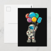 6 Jaar Verjaardag Astronaut Ballon Planeten Briefkaart (Voorkant / Achterkant)