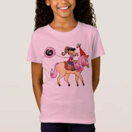 6-jarig meisje op een pony t-shirt