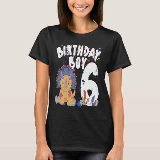 6-jarige Birthday boy dinosaur T-shirt (Voorkant)