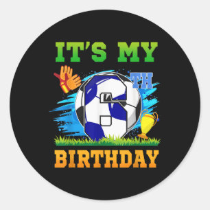 6-jarige jongen Het is mijn 6e verjaardag Voetbal Ronde Sticker