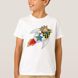 6-jarige jongen in een raket t-shirt