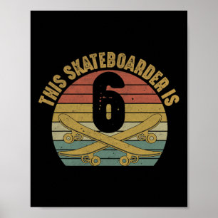 6-jarige skateboarder skateboardt 6e verjaardag S Poster