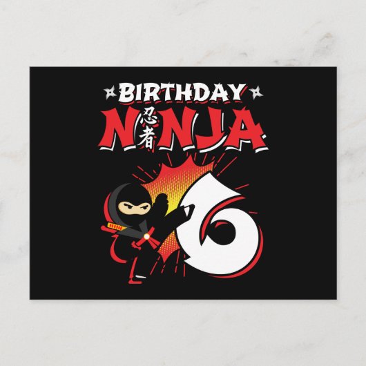 6-jarige stripboek stijl ninja 6e verjaardag briefkaart (Voorkant)