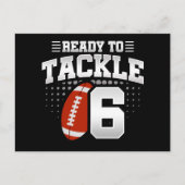 6-jarige tackle voetbalfeestje kinderen 6e verjaar briefkaart (Voorkant)