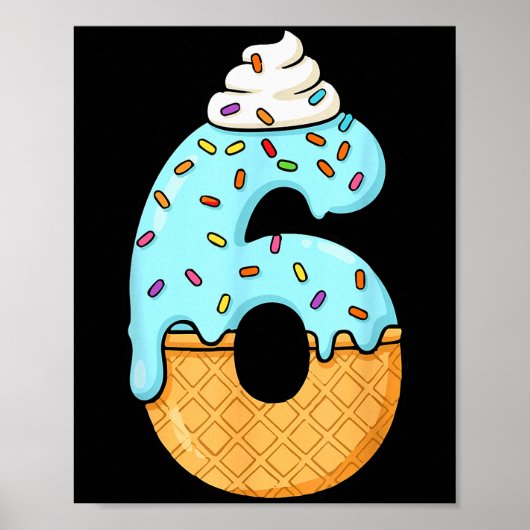 #6 Jersey Uniform Drip Tiener Slang, Grappig Ijs Poster (Voorkant)