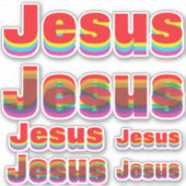 6 Jezus naam (2 design, 3 maten) Rainbow Offset Sticker (Voorkant)