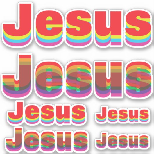 6 Jezus naam (2 design, 3 maten) Rainbow Offset Sticker (Voorkant)
