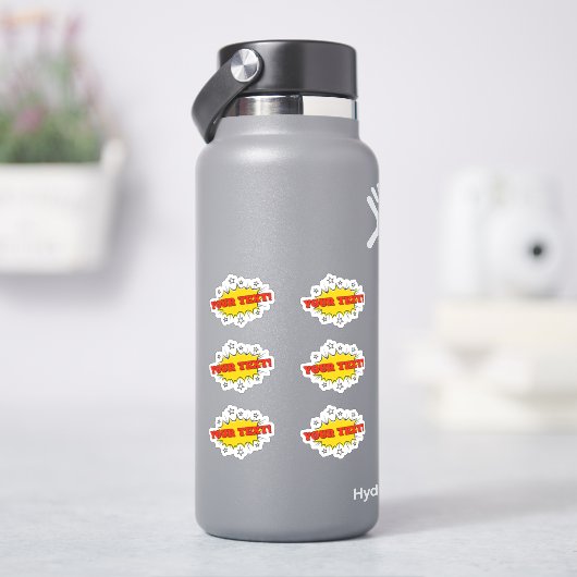 6 Jouw naam Pop Rood geel tegen kleur Kunst Burst  Sticker (HydroFlask)