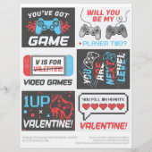 6 Kaarten voor videospellen Kinder klaslokaalValen Briefhoofd (Voorkant)