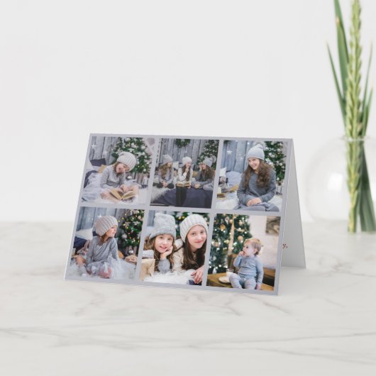6 Kinder kerstgalerij met foto's grijs Feestdagen Kaart (Voorkant)