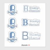 6 Kinder-vensterlaptop waterbestendige blauwe mono Sticker (Vel)