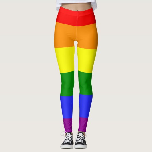 6 Kleur Pride Vlag Regenboog Gestreept LGBT Leggings (Voorkant)
