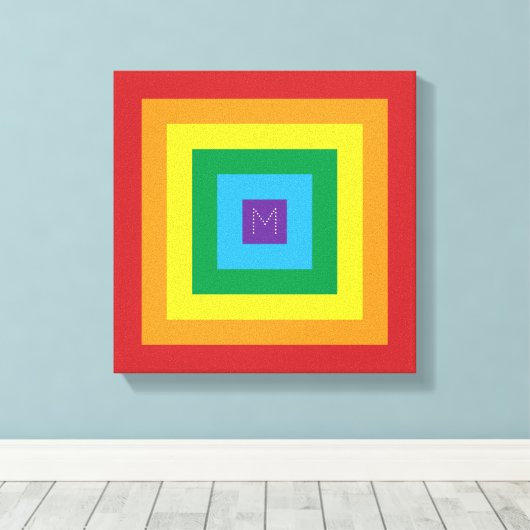 6 Kleur Regenboogpiramide Monogram Canvas Afdruk (Insitu (Houten vloer))