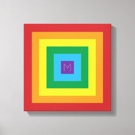 6 Kleur Regenboogpiramide  Monogram Canvas Afdruk