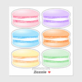 6 kleurrijke macarons sticker (Vel)