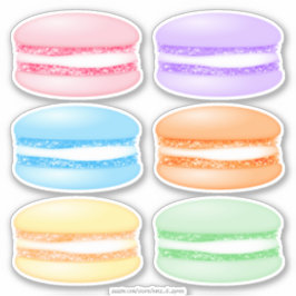 6 kleurrijke macarons sticker