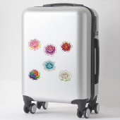 6 kleurrijke rozen sticker (Koffer)
