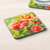 6 Kurk Terug Plastic Onderzetters Oranje Rozen (Linkerzijde)