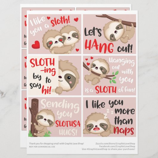 6 Kute Slote Kinder klaslokaalkaarten Briefhoofd (Voorkant / Achterkant)