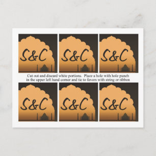 6 Labels met een Indiase droomweddenschap Briefkaart