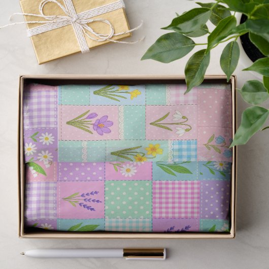 6 Lente Bloem Patchwork Tissue Papers Tissuepapier (Geschenk)