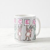 6 Letter-naam met Fun Rabbits Coffee-Mok Koffiemok (Voorkant rechts)