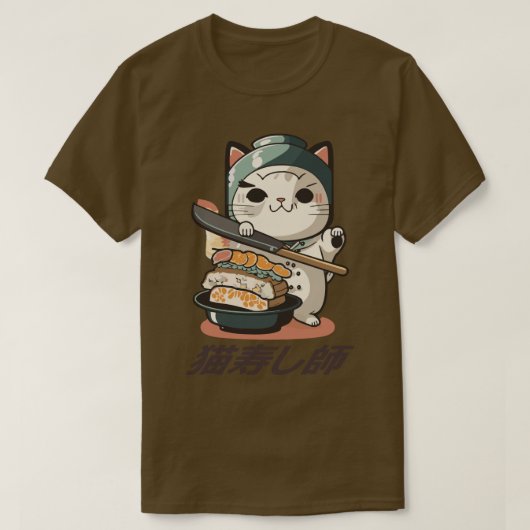 6 Leuke kat Sushi Chef Neko Sushi Meester T-shirt (Design voorkant)