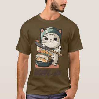 6 Leuke kat Sushi Chef Neko Sushi Meester T-shirt