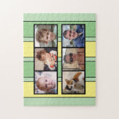 6 lichtcollage groene strepen legpuzzel (Verticaal)