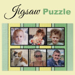 6 lichtcollage groene strepen legpuzzel<br><div class="desc">Verzamel herinneringen met onze aangepaste 6-foto puzzel! Perfect voor familie game-avonden of oprechte geschenken, deze puzzel laat je zes van je favoriete foto's op een leuke, interactieve manier laten zien. Gemaakt met hoogwaardige materialen, brengt de levendige, glanzende afwerking uw afbeeldingen tot leven en zorgt tegelijkertijd voor duurzaamheid. Ideaal voor elke...</div>