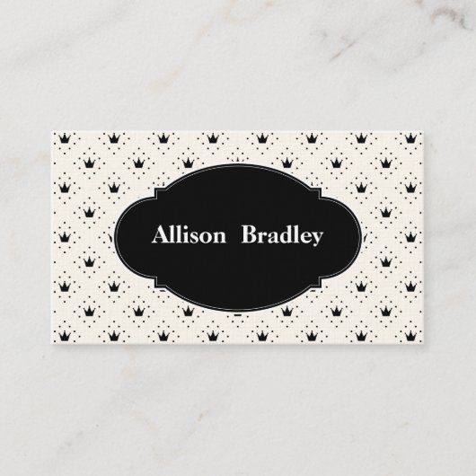 6-lijnenondernemer voor zwarte en witte kronen visitekaartje (Voorkant)