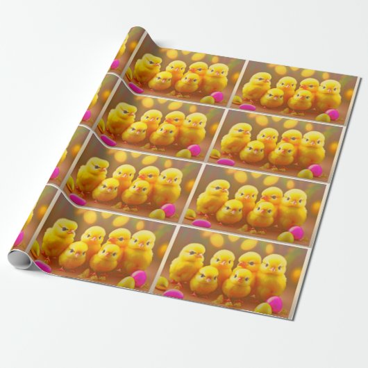 6 Little Easter Chicken Collectie Cadeaupapier (Uitgerold)